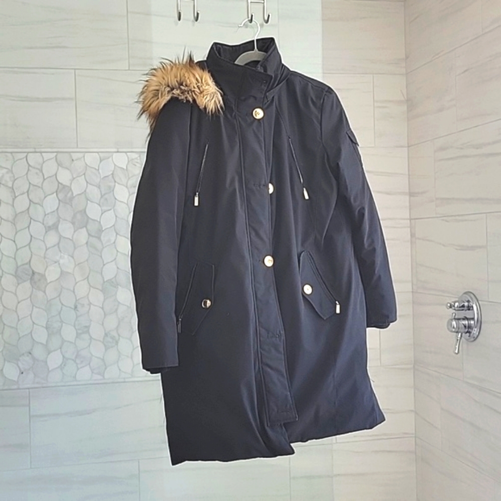 Michael Kors black jacket with fur hood